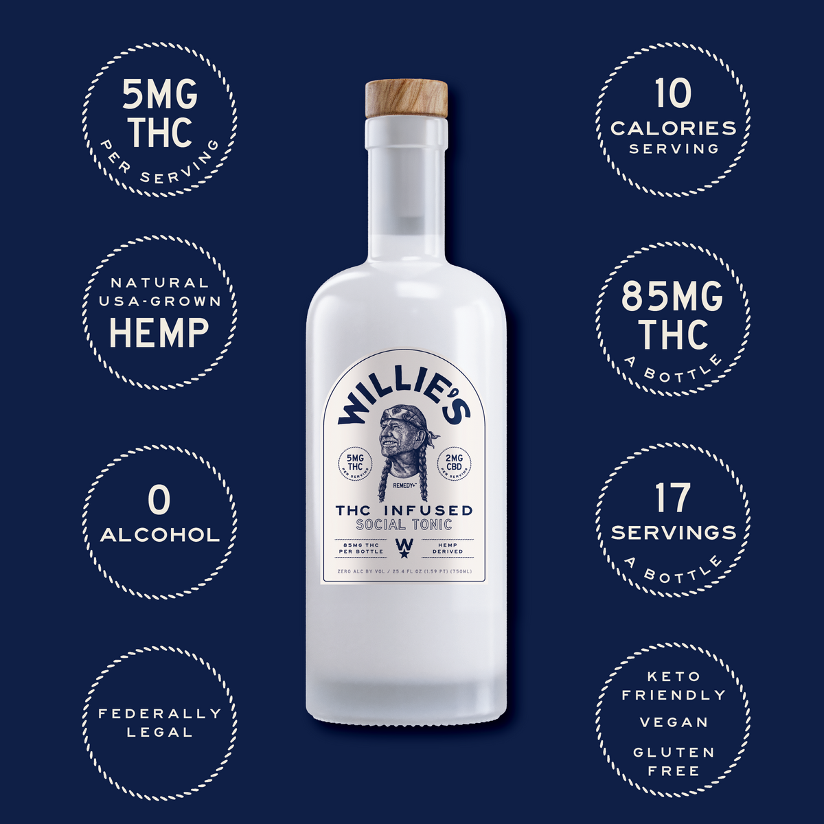 Willie's Remedy+ THC Social Tonic - 5mg (750mL)