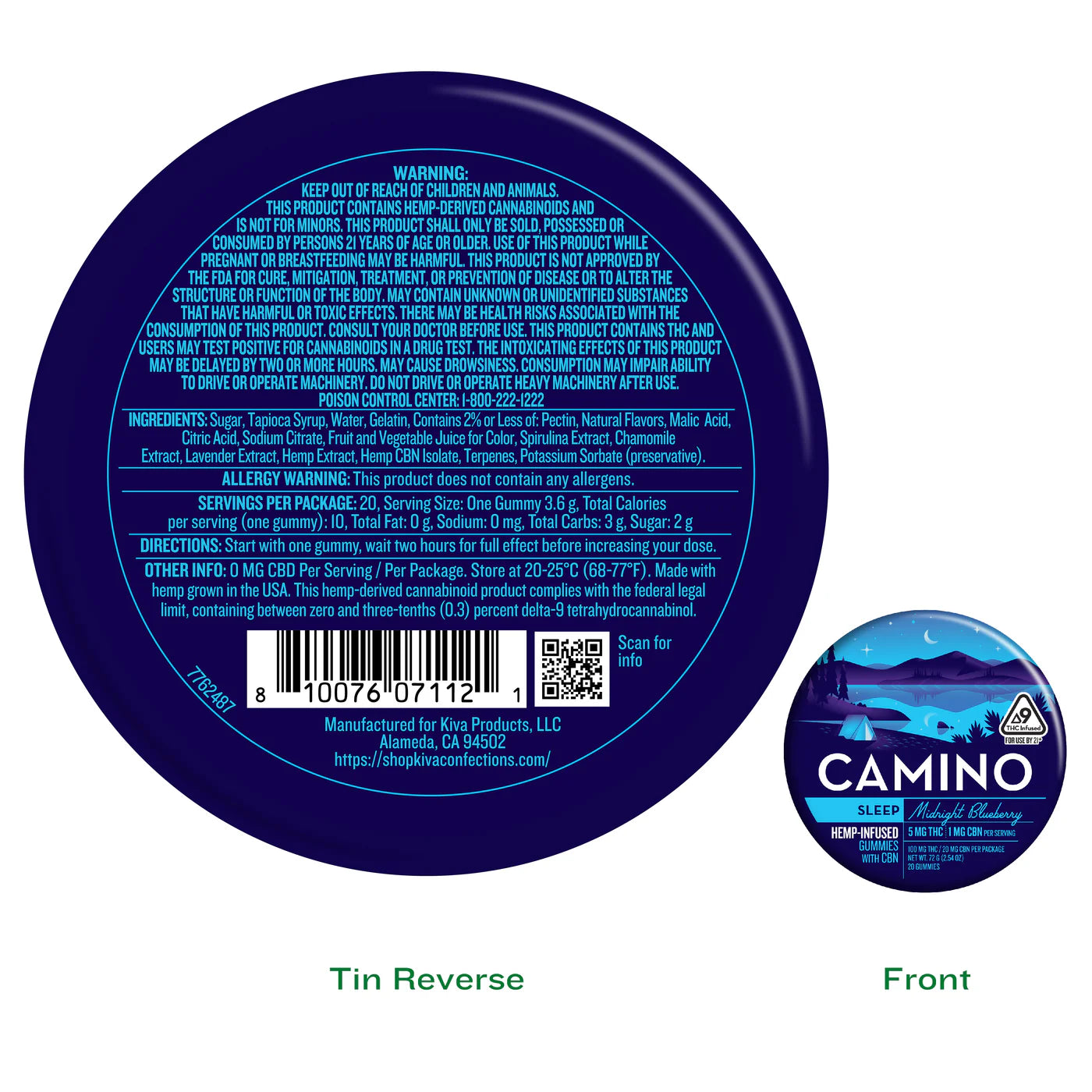 Camino Sleep – Midnight Blueberry Gummies | 5mg THC : 1mg CBN