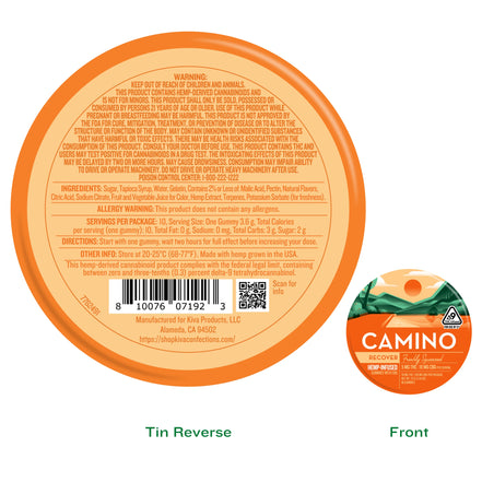 Camino Recover – Freshly Squeezed Gummies | 5mg THC : 10mg CBG