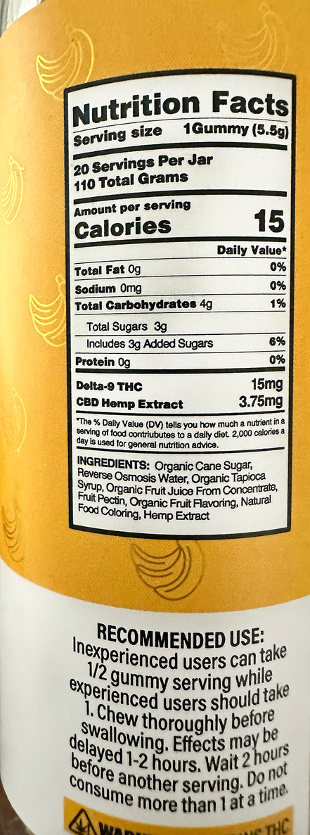 Liquid Gummies Delta-9 Banana Kush Sativa 300mg - 20ct